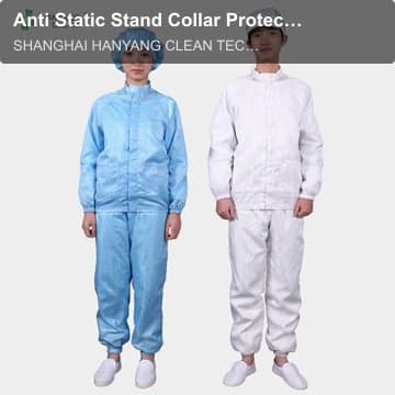 Anti Static Stand Collar Protective Cleanroom Suit Clothes