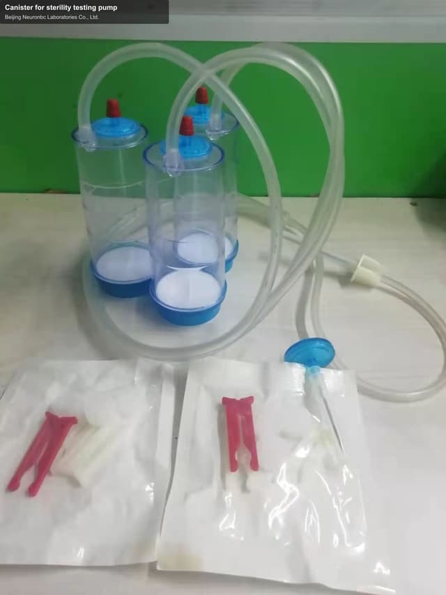 Canister for sterility testing pump