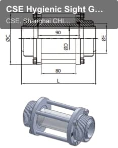 CSE Hygienic Sight Glass RJT/SMS/DIN/IDF MALE END SIGHT CLASS