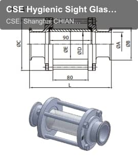 CSE Hygienic Sight Glass SMS CLAMP END GIHT GLASS