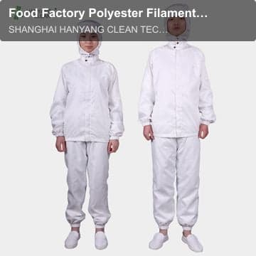 Food Factory Polyester Filaments and conductive fibers Lintfree Cleanroom Uniform