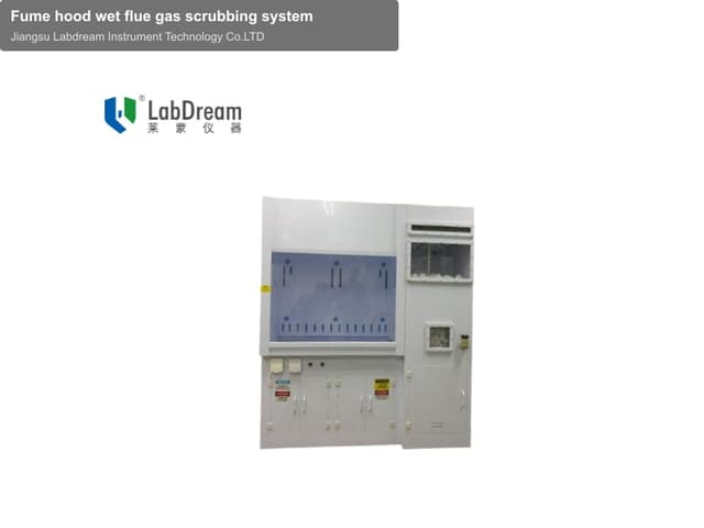 Fume hood wet flue gas scrubbing system