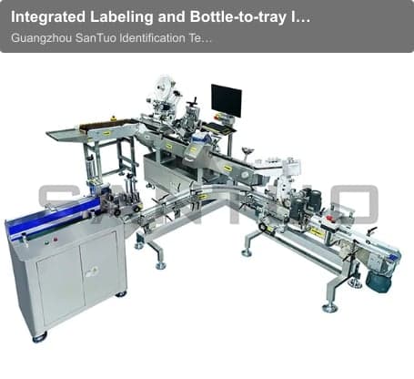 Integrated Labeling and Bottle-to-tray Inserting Machine