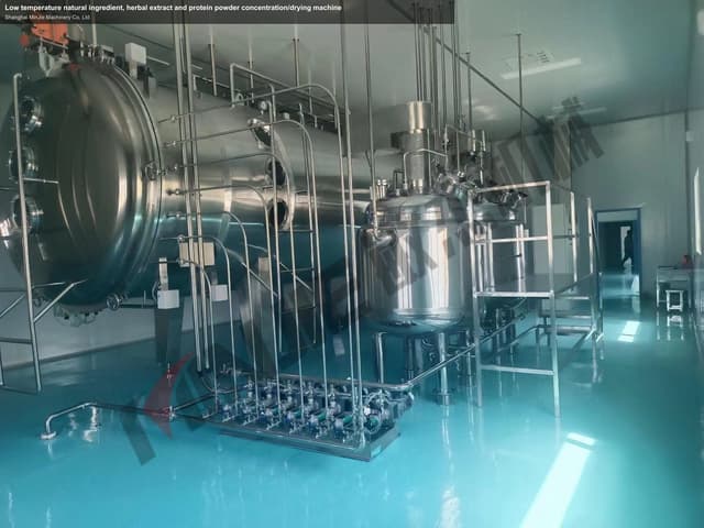 Low temperature natural ingredient, herbal extract and protein powder concentration/drying machine