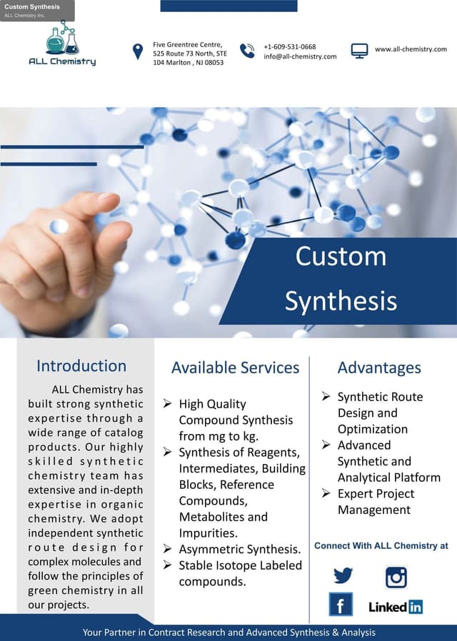 ALL Chemistry Inc. offer service "Custom Synthesis"