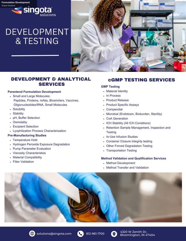 Singota Solutions offer service "Formulation Development"