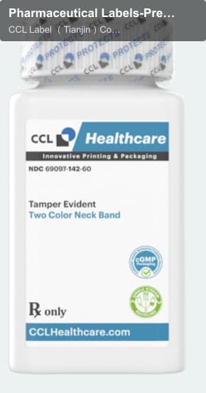 Pharmaceutical Labels-Pressure Sensitive Labels-2 Color on Clear