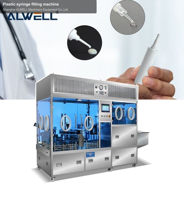 Plastic syringe filling machine