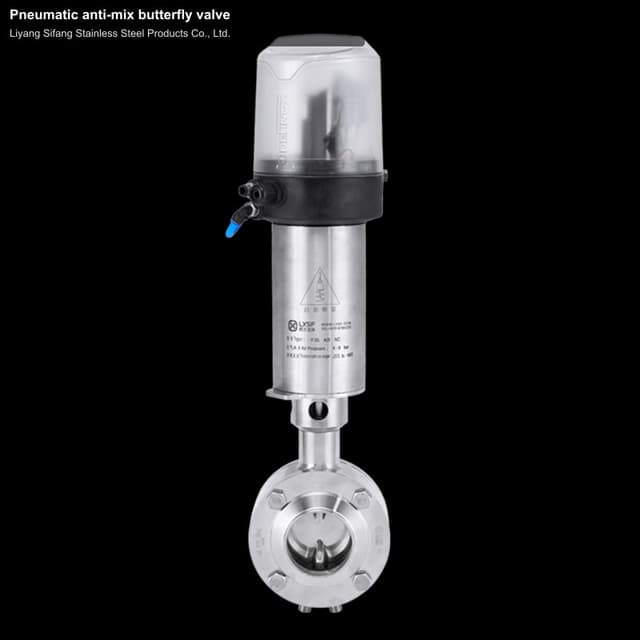 Pneumatic anti-mix butterfly valve