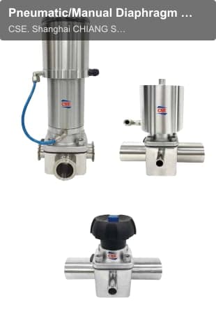 Pneumatic/Manual Diaphragm Valve T-TYPE3WAY