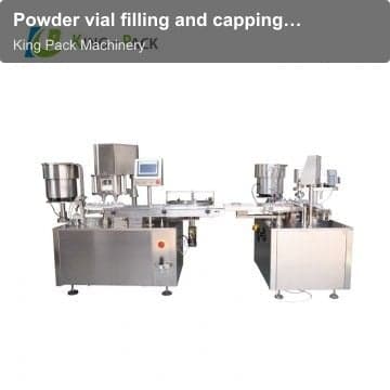 Powder vial filling and capping machine