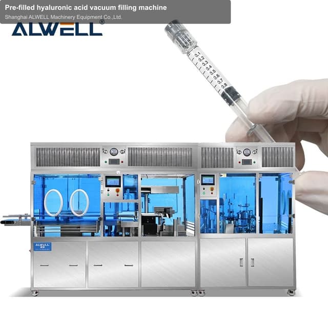 Pre-filled hyaluronic acid vacuum filling machine