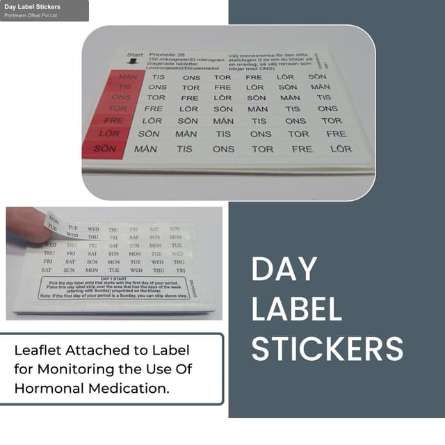 Printmann Offset Pvt Ltd sell "Day Label Stickers"