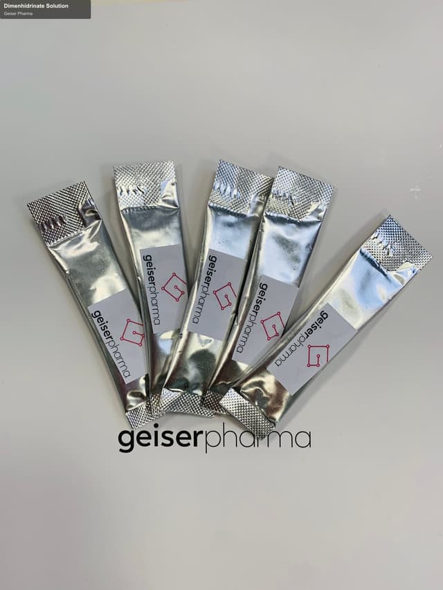 Geiser Pharma sell "Dimenhidrinate Solution"