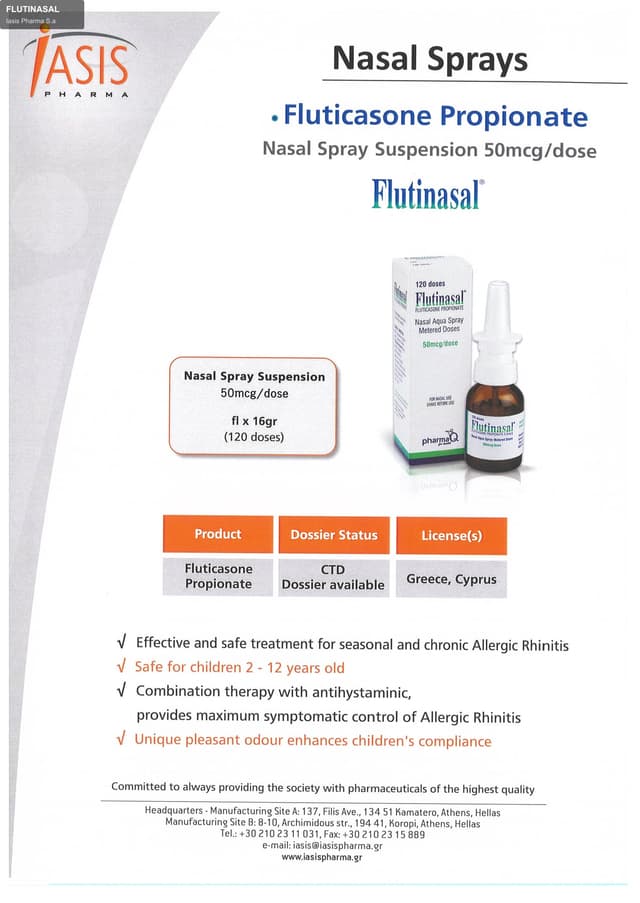 Iasis Pharma S.a sell "FLUTINASAL"