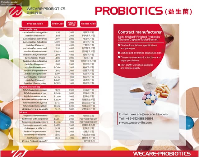 Wecare Probiotics Co., Ltd. sell "Probiotics powder"