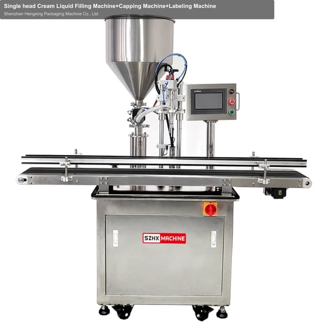 Single head Cream Liquid Filling Machine+Capping Machine+Labeling Machine