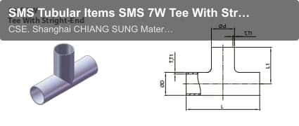 SMS Tubular Items SMS 7W Tee With Stright-End
