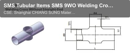 SMS Tubular Items SMS 9WO Welding Cross Without Straight-End