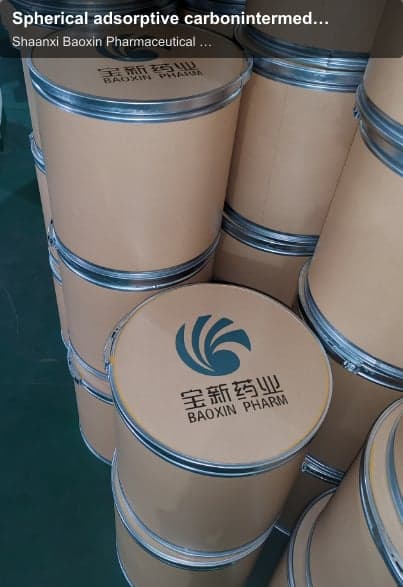 Spherical adsorptive carbonintermediate