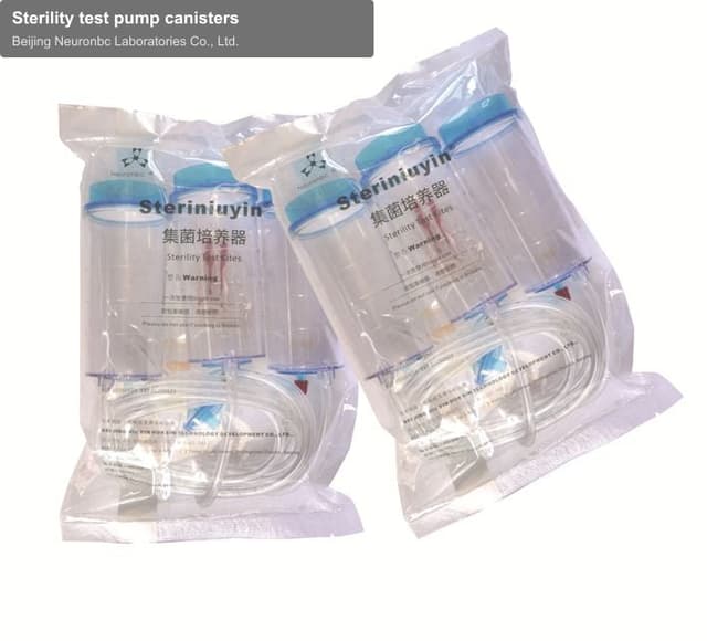 Sterility test pump canisters