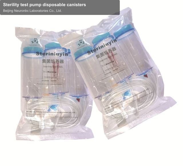 Sterility test pump disposable canisters